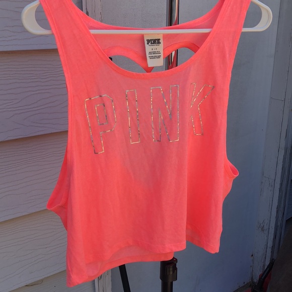 PINK Crop Muscle top heart cut out back - Picture 7 of 7